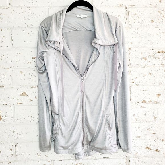 Adam by Adam Lippes Tops - ADAM Adam Lippes Silver Full Zip Jacket Lightweight Athletic Gym Casual Top SZ 1
